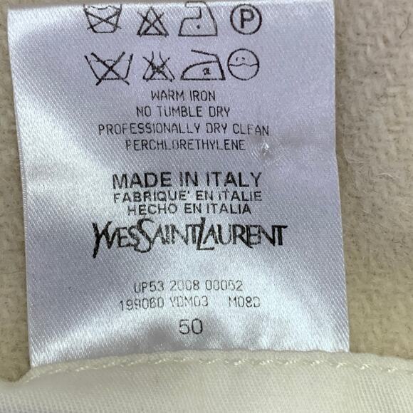 Vintage Size 40 Cream Red Plaid Wool Mohair Double Breasted Shawl Lapel Coat - Picture 7 of 8